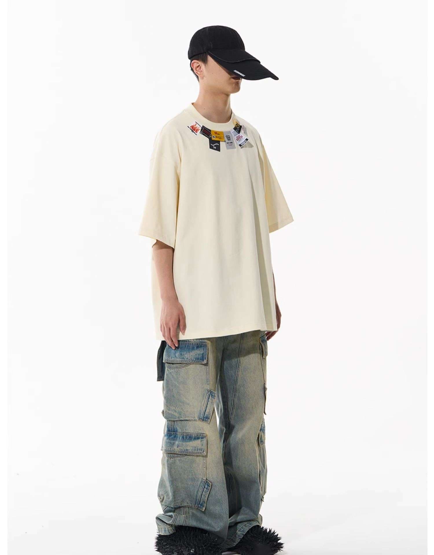 カーゴパンツ  ワイドシルエット マルチポケット デニムパンツ