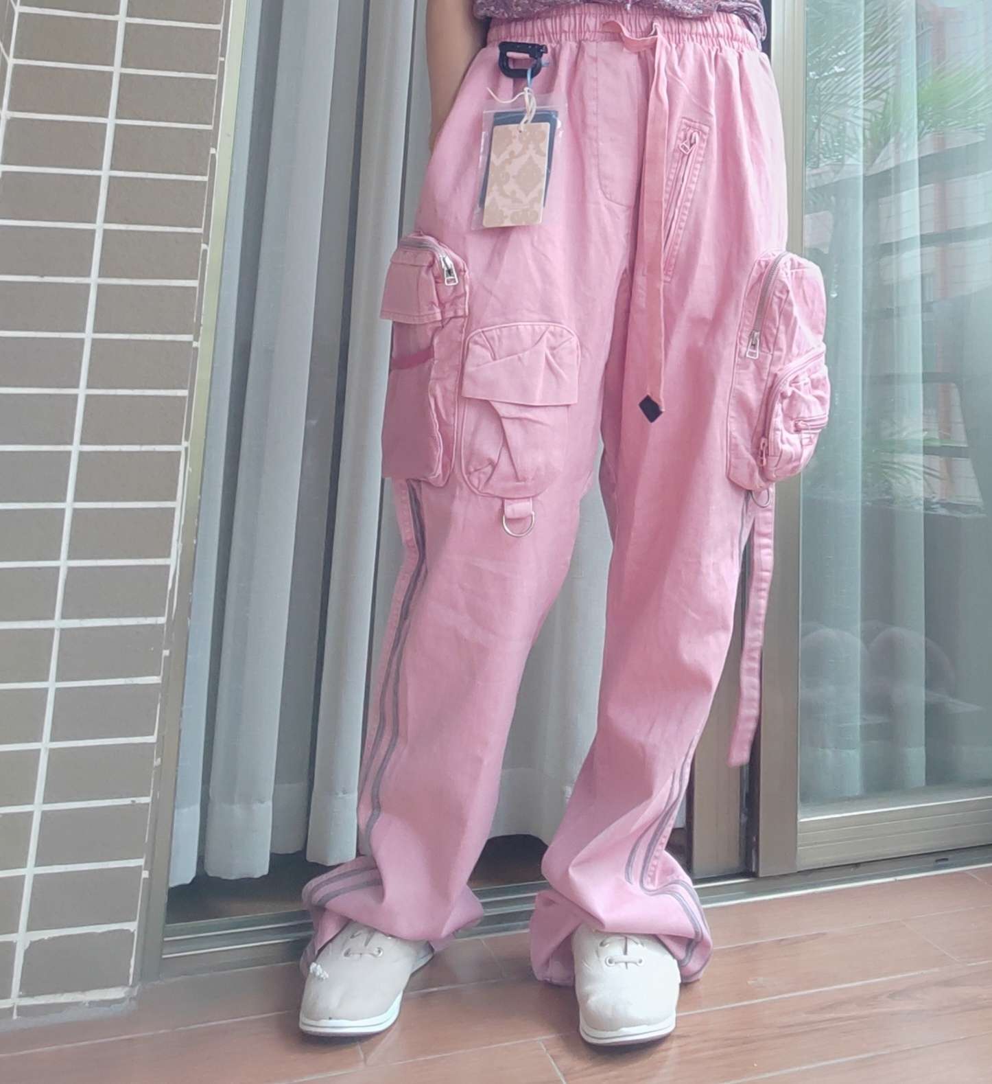 カーゴパンツ ゆったりポケット付きカジュアルパンツ