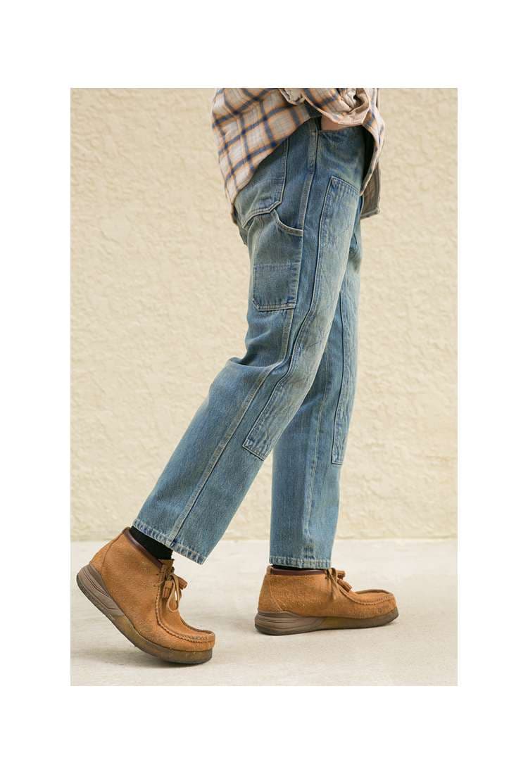 カーゴパンツ  キルティングパネル ワイドデニムパンツ