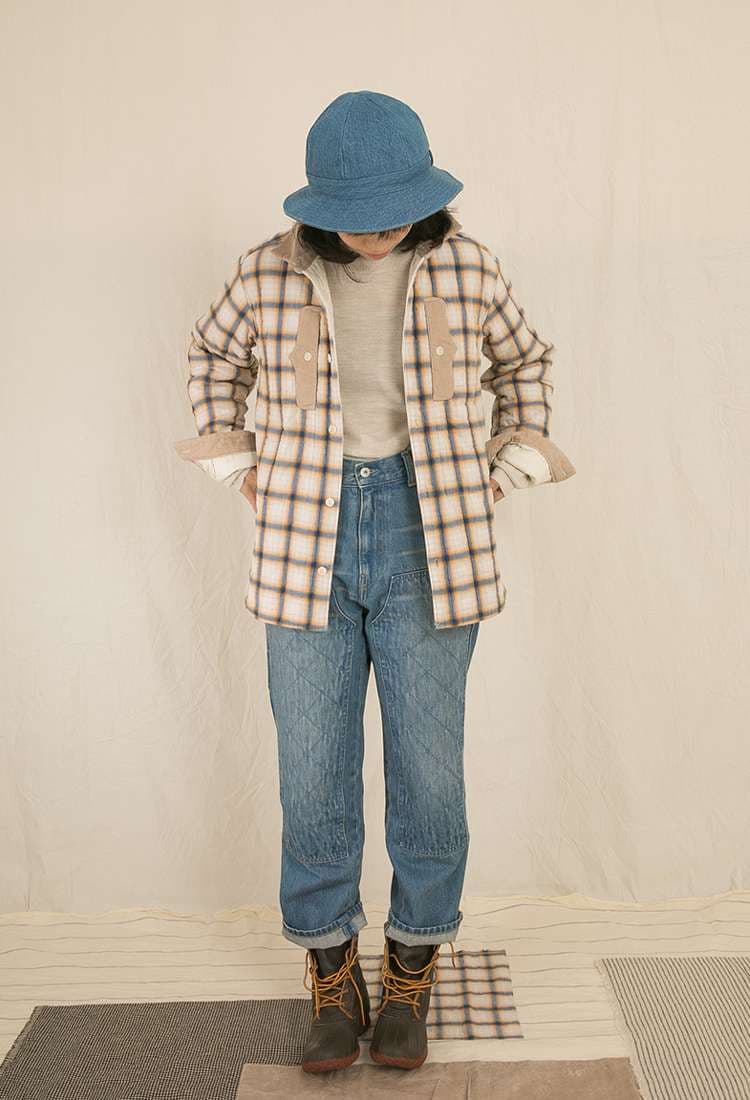 カーゴパンツ  キルティングパネル ワイドデニムパンツ